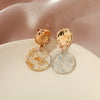 Retro Simple Geometric Acrylic Ear Clip Earrings With Crystal Sequin Plate Design For Women Girly Fashion Ear Jewelry