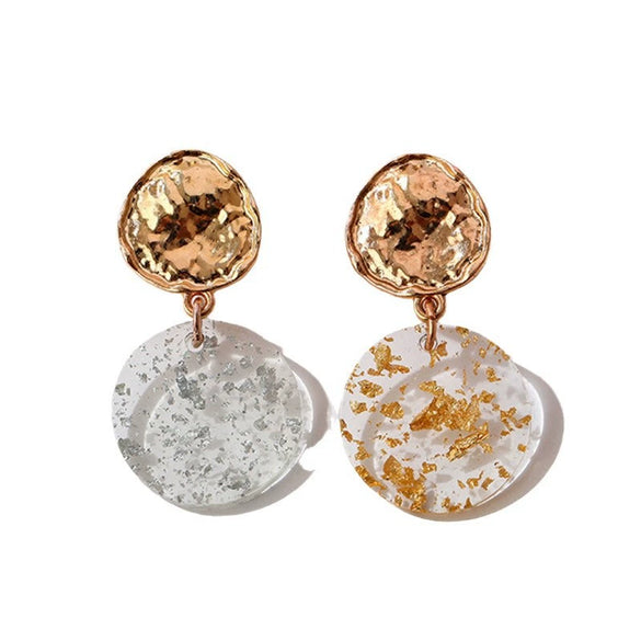 Retro Simple Geometric Acrylic Ear Clip Earrings With Crystal Sequin Plate Design For Women Girly Fashion Ear Jewelry