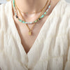 Retro Simple Geometric Titanium Steel Rice Bead Chain Necklace With Stitching And Drop Glaze And Electroplating