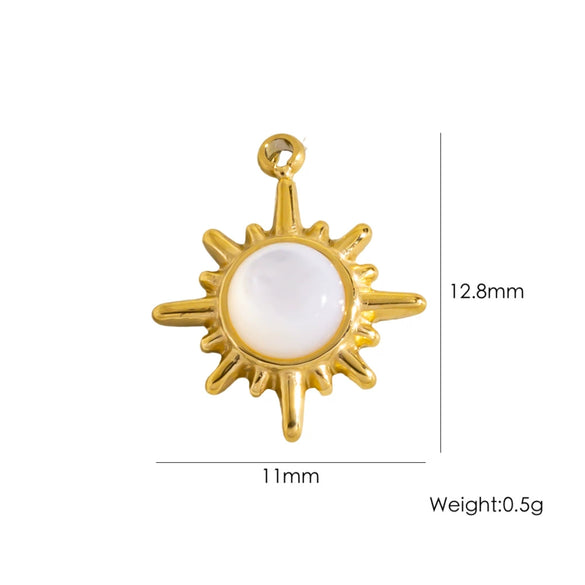 Retro Simple Jewelry Accessories Drop Oilinlaid White Shellfish Natural Stone Zircon Stainless Steel Pendant With Electroplating Process