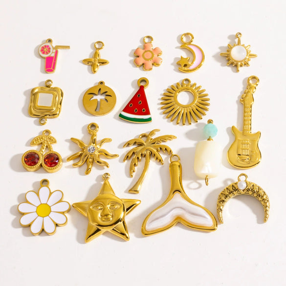 Retro Simple Jewelry Accessories Drop Oilinlaid White Shellfish Natural Stone Zircon Stainless Steel Pendant With Electroplating Process