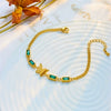 Retro Simple Jewelry Versatile Bracelet Stainless Steel Chain Butterfly Square Green