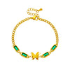 Retro Simple Jewelry Versatile Bracelet Stainless Steel Chain Butterfly Square Green