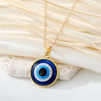 European Cross-Border Sold Jewelry Retro Simple More Sizes Devil'S Eye Necklace Round Blue Eyes Clavicle Chain Female