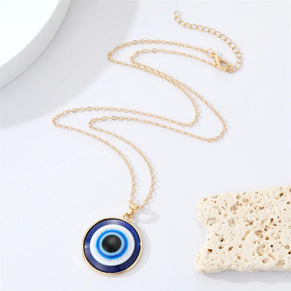 European Cross-Border Sold Jewelry Retro Simple More Sizes Devil'S Eye Necklace Round Blue Eyes Clavicle Chain Female