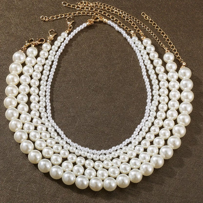 Retro Simple Pearl Chain Necklace