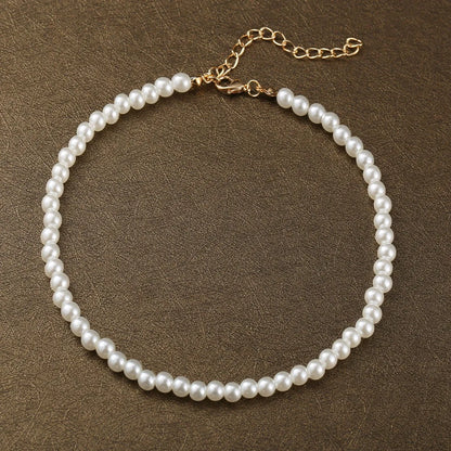 Retro Simple Pearl Chain Necklace