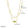 Retro Simple Personality Devil Eye Bead Pendant Titanium Steel Double Layer Necklace With Geometric Pattern And Electroplating