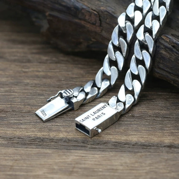 Retro Simple Punk Woven Cuban Pin Chain Bracelet For Unisex Copper Electroplated