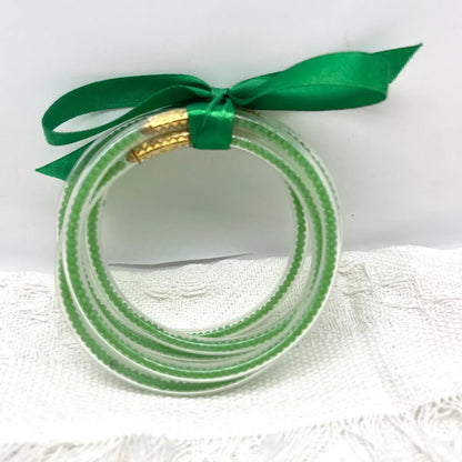 Retro Simple Style Bow Knot Glass Silica Gel Unisex Bangle