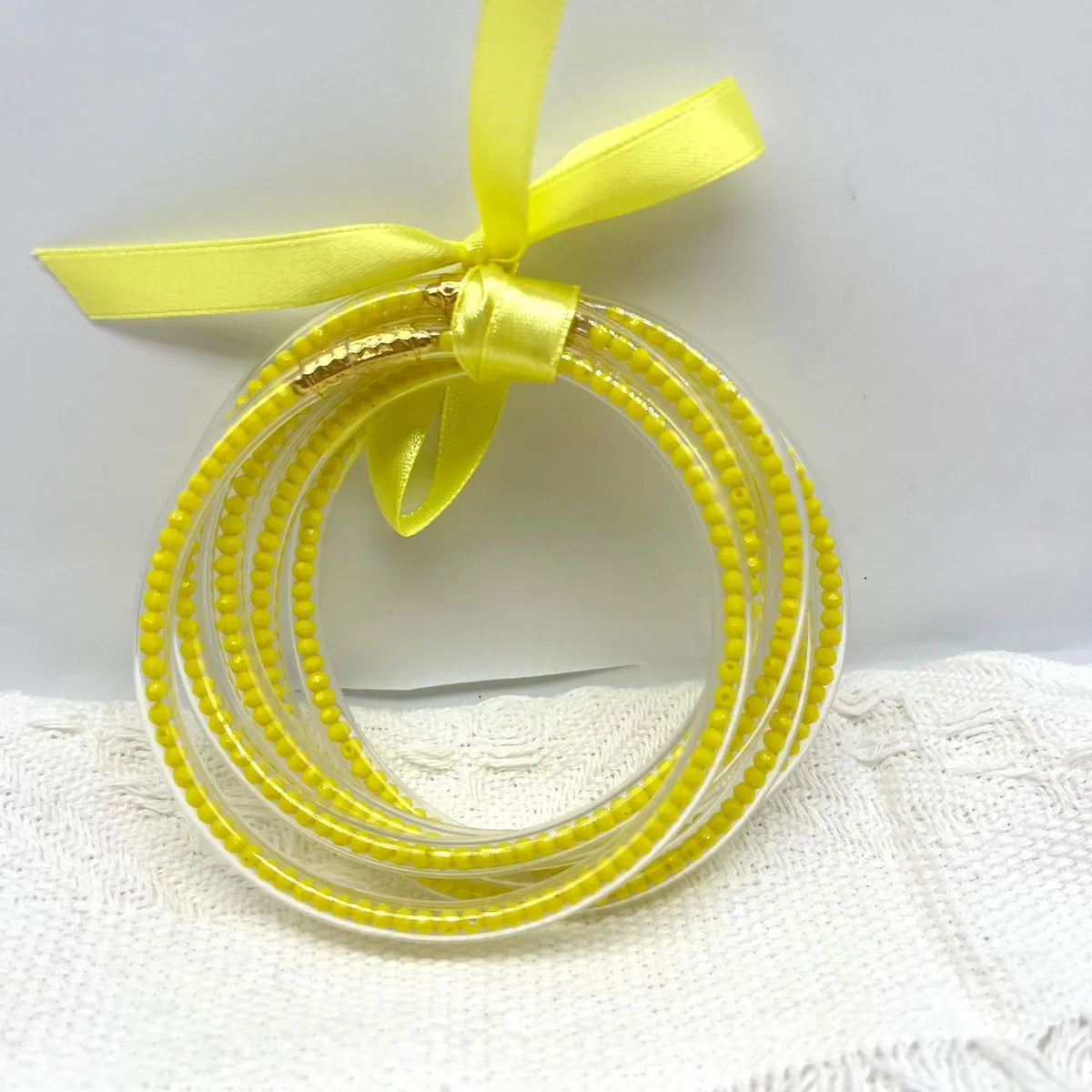 Retro Simple Style Bow Knot Glass Silica Gel Unisex Bangle