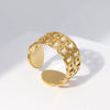 Retro Simple Style Chains Print Stainless Steel Plating Hollow Out Open Ring