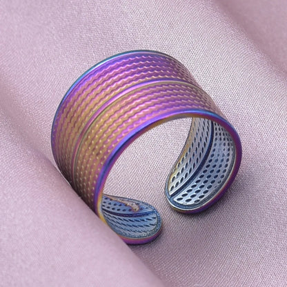 Retro Simple Style Circle Stainless Steel 18k Gold Plated Wide Band Rings