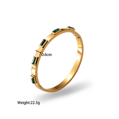 Retro Simple Style Classic Style Round 304 Stainless Steel 18K Gold Plated Zircon Bangle In Bulk