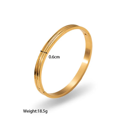 Retro Simple Style Classic Style Round 304 Stainless Steel 18K Gold Plated Zircon Bangle In Bulk