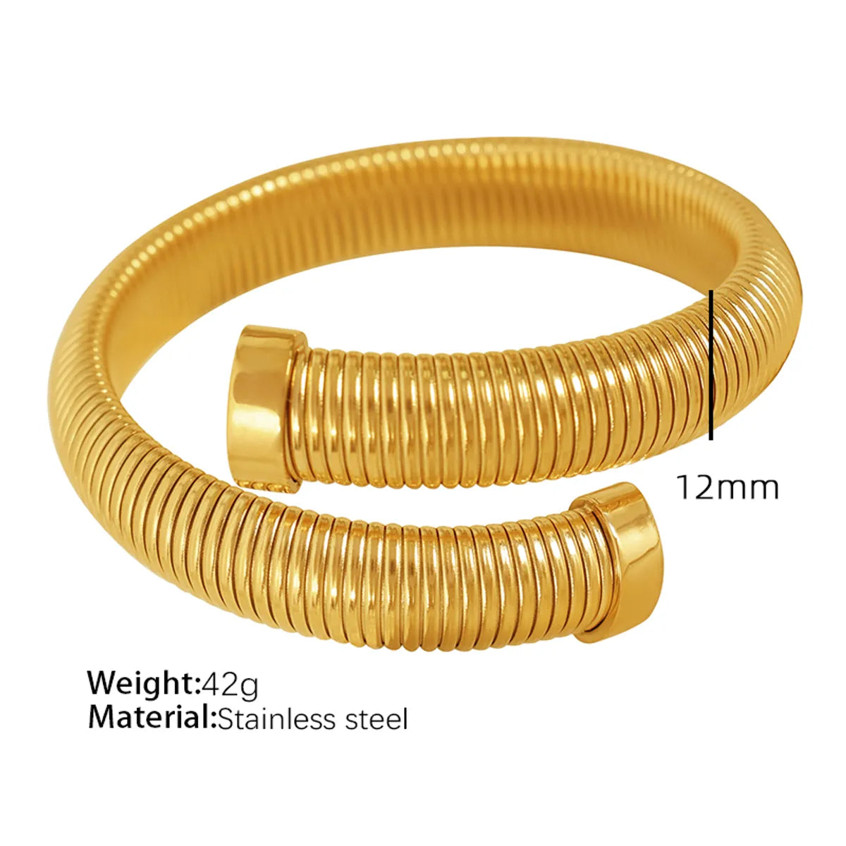 Retro Simple Style Classic Style Round Lines Titanium Steel Plating 18k Gold Plated Bangle