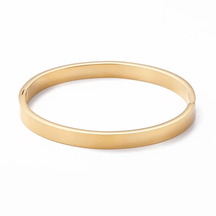 Retro Simple Style Classic Style T Shape 304 Stainless Steel Gold Plated Bangle In Bulk