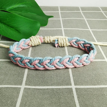 Retro Simple Style Color Block Cotton And Hemp Rope Wholesale Drawstring Bracelets