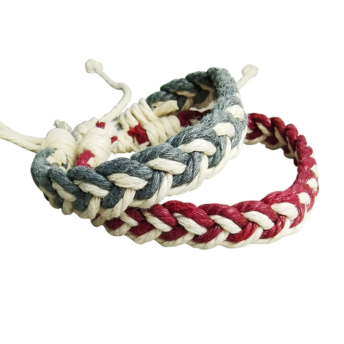 Retro Simple Style Color Block Cotton And Hemp Rope Wholesale Drawstring Bracelets