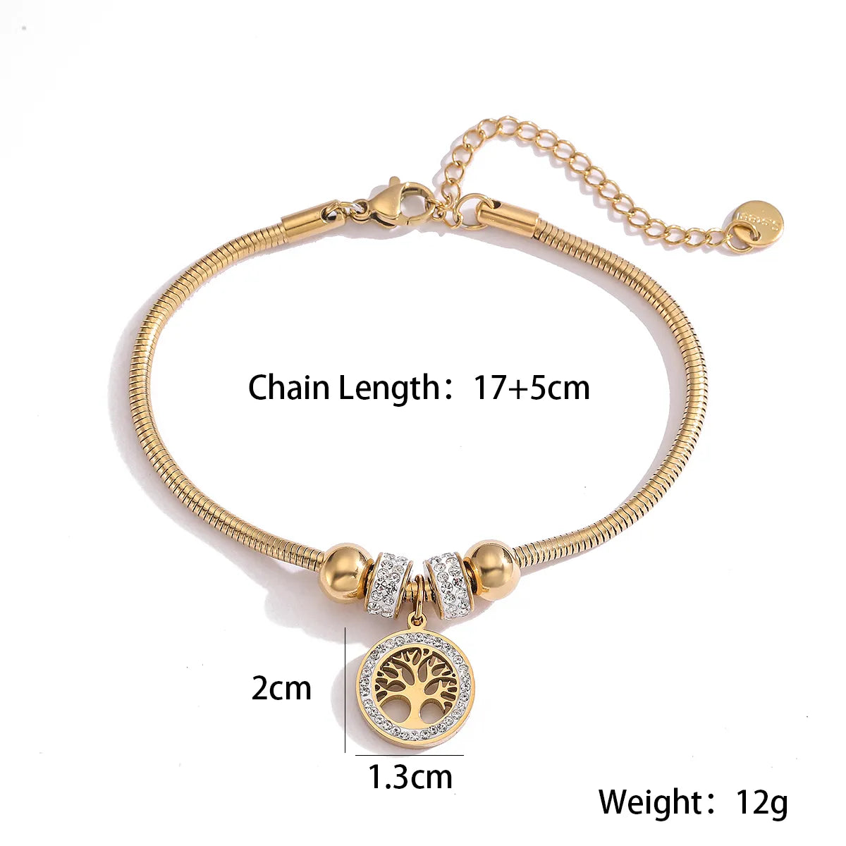 Retro Simple Style Commute Life Tree 304 Stainless Steel 18K Gold Plated Zircon Bracelets In Bulk