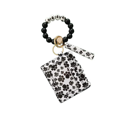 Retro Simple Style Cow Pattern Leopard Pu Leather Silica Gel Women'S Bag Pendant Keychain