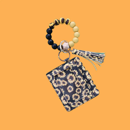 Retro Simple Style Cow Pattern Leopard Pu Leather Silica Gel Women'S Bag Pendant Keychain