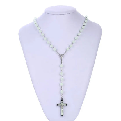 Retro Simple Style Cross Arylic Alloy Beaded Luminous Unisex Pendant Necklace