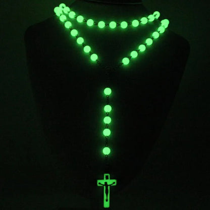 Retro Simple Style Cross Arylic Alloy Beaded Luminous Unisex Pendant Necklace