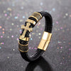 Retro Simple Style Cross Pu Leather Knitting Plating Men'S Bangle