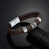 Retro Simple Style Cross Pu Leather Knitting Plating Men'S Bangle