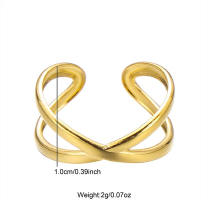 Wholesale Jewelry Retro Simple Style Cross Solid Color 304 Stainless Steel Open Rings