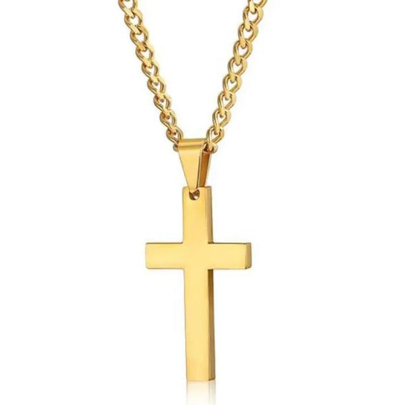 Retro Simple Style Cross Customization Laser Engraving Stainless Steel Plating Unisex Pendant Necklace Men Pendant Necklaces