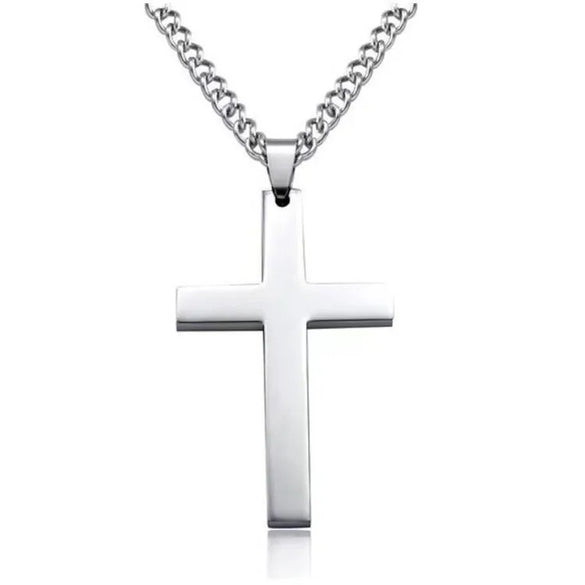 Retro Simple Style Cross Customization Laser Engraving Stainless Steel Plating Unisex Pendant Necklace Men Pendant Necklaces
