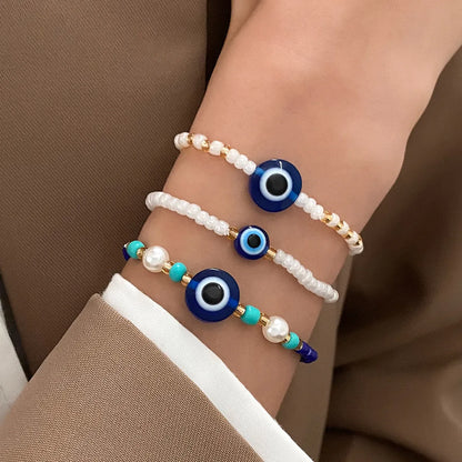 Retro Simple Style Devil's Eye Beaded Resin Women's Bracelets