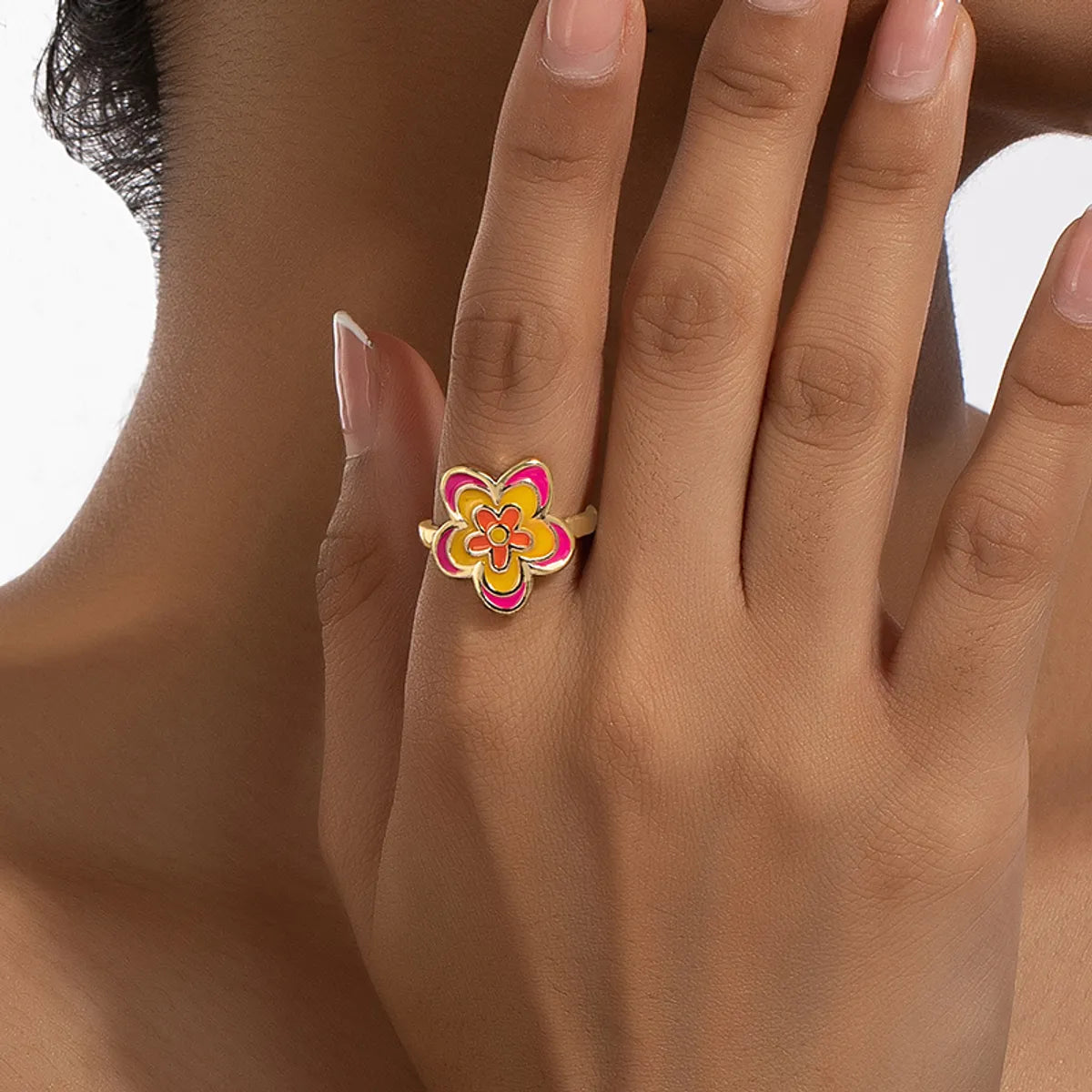 Retro Simple Style Flower Alloy Wholesale Rings