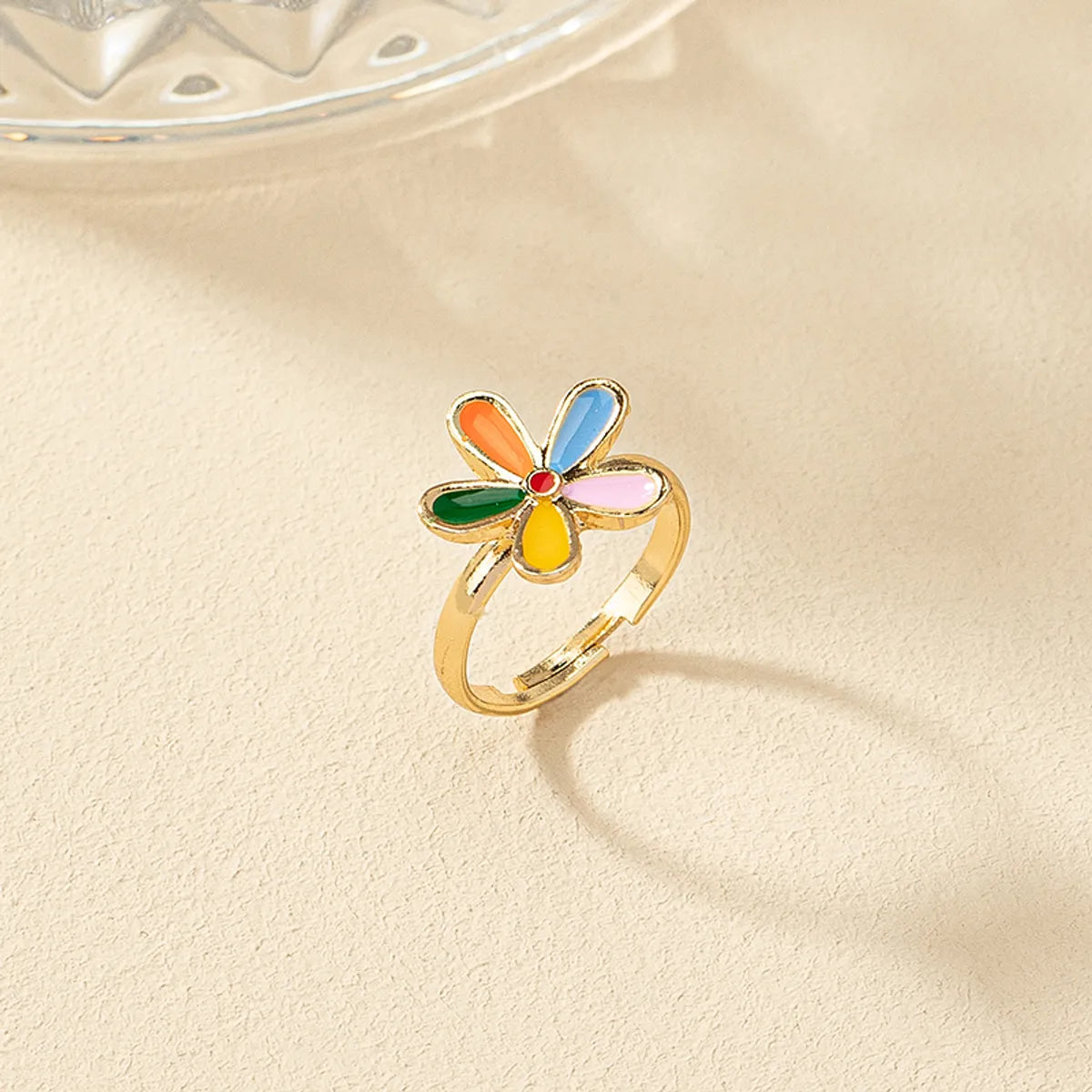 Retro Simple Style Flower Gold Plated Alloy Wholesale Rings