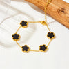 Wholesale Retro Simple Style Flower Titanium Steel Inlay Artificial Gemstones Bracelets Earrings Necklace