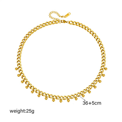 Retro Simple Style Geometric Ball Titanium Steel Plating 18k Gold Plated Necklace