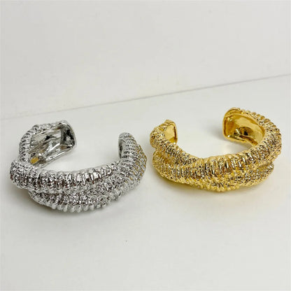 Retro Simple Style Geometric Gold Plated Silver Plated Copper Alloy Wholesale Bangle