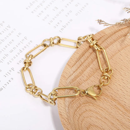 Retro Simple Style Geometric Solid Color Stainless Steel Plating 18k Gold Plated Bracelets