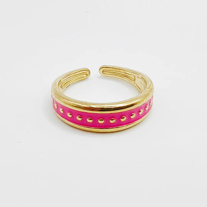 Wholesale Jewelry Retro Simple Style Geometric 304 Stainless Steel 14K Gold Plated Enamel Plating Open Rings