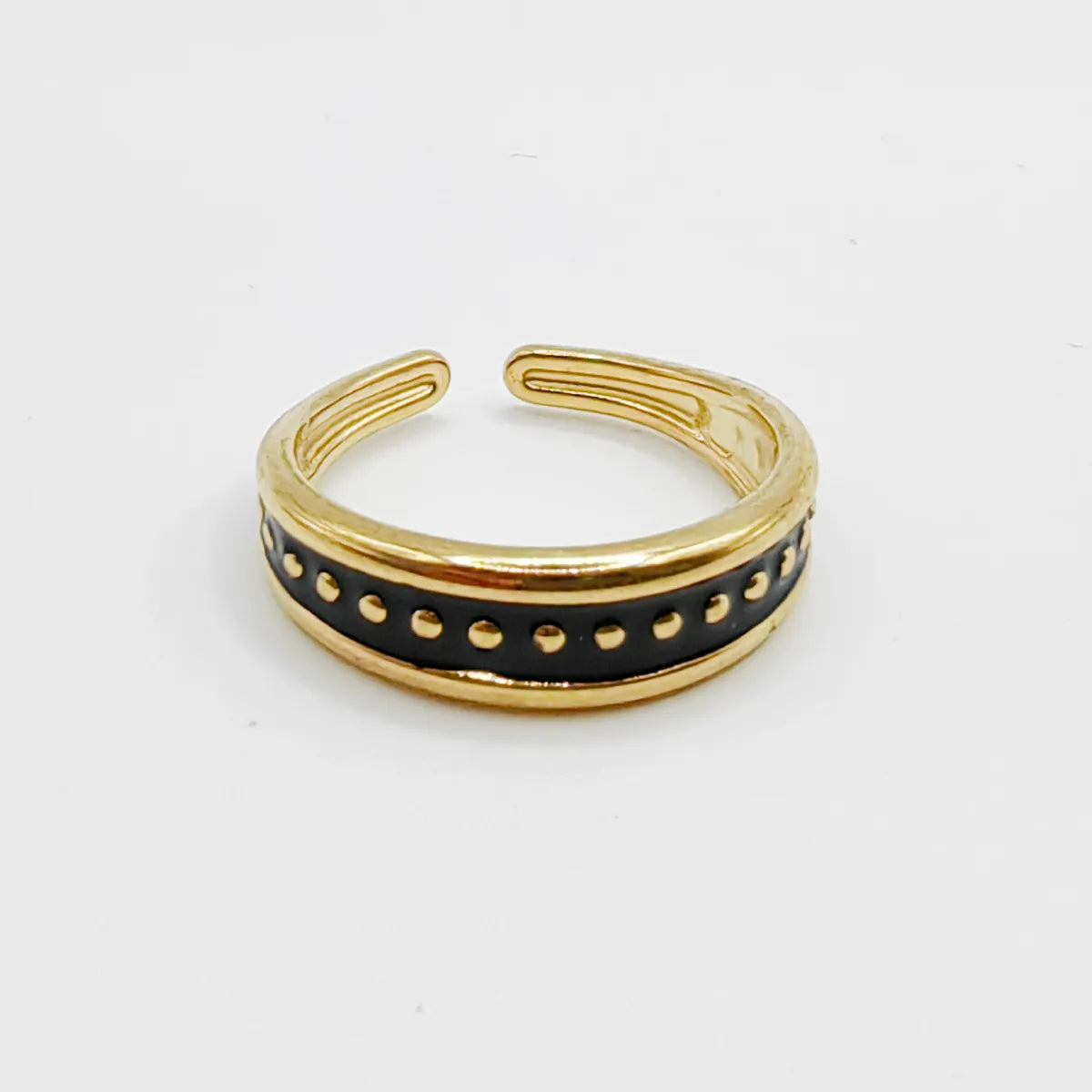 Wholesale Jewelry Retro Simple Style Geometric 304 Stainless Steel 14K Gold Plated Enamel Plating Open Rings