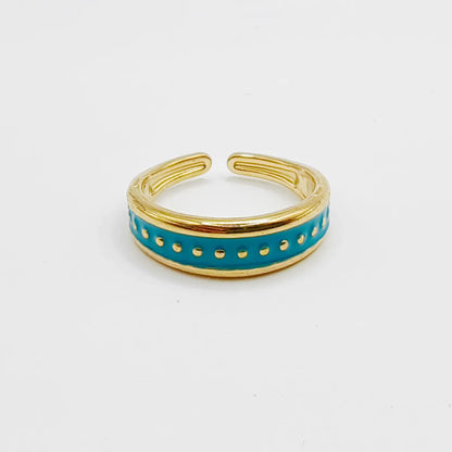 Wholesale Jewelry Retro Simple Style Geometric 304 Stainless Steel 14K Gold Plated Enamel Plating Open Rings