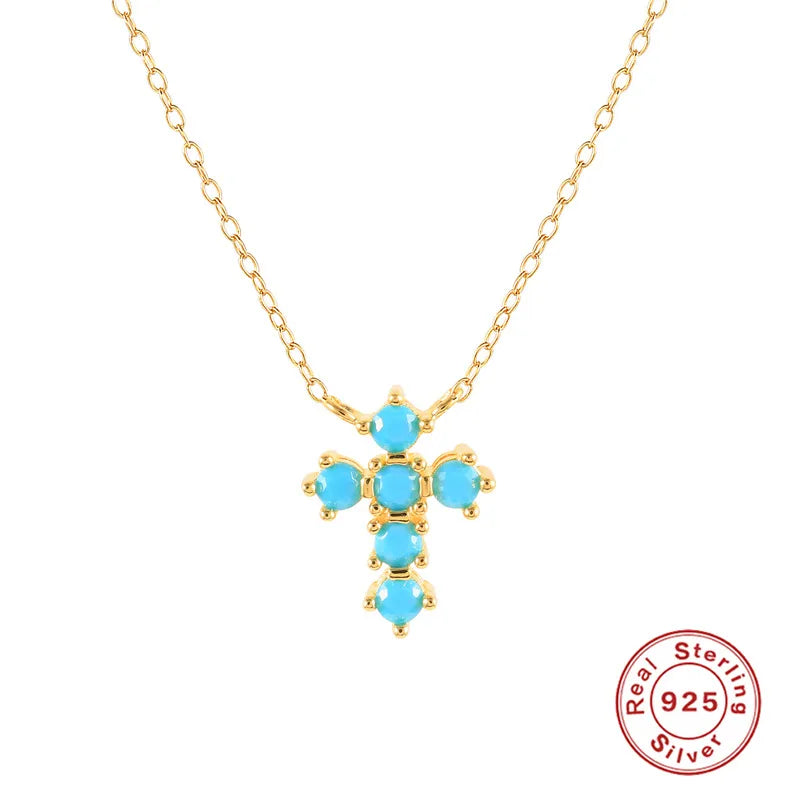 Retro Simple Style Geometric Sterling Silver Plating Inlay Turquoise Pendant Necklace