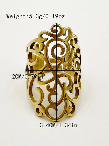 304 Stainless Steel 14K Gold Plated Retro Simple Style Plating Hollow Out Infinity Star Heart Shape Rings