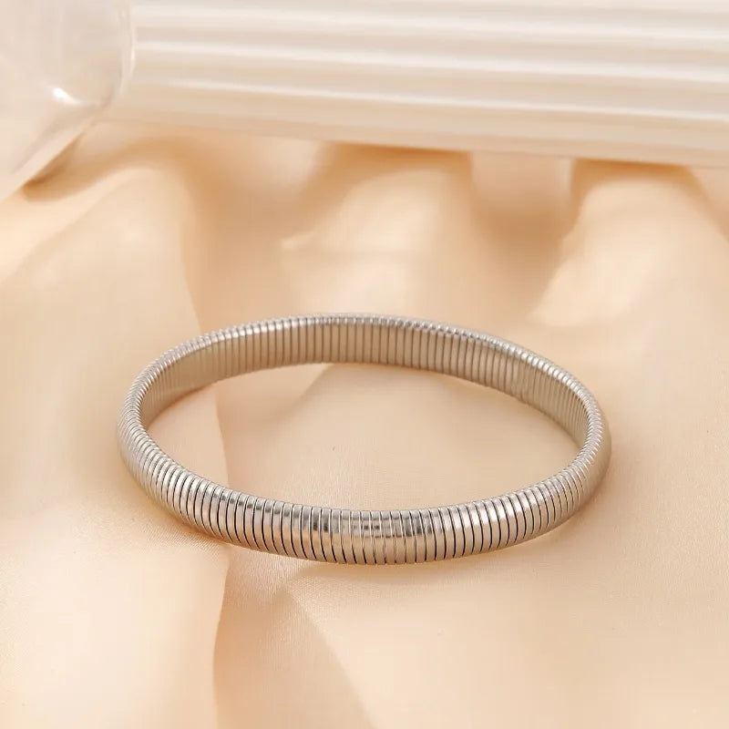 Retro Simple Style Lines 304 Stainless Steel Bangle In Bulk