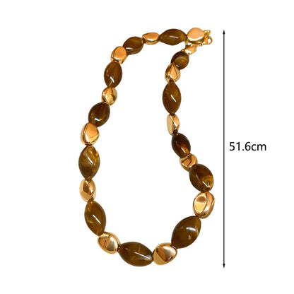 Retro Simple Style Oval Resin Inlaid Resin Acrylic Women'S Necklace