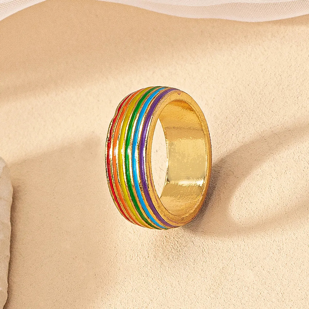 Retro Simple Style Rainbow Alloy Enamel Plating Women's Rings