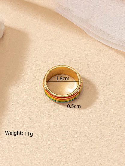 Retro Simple Style Rainbow Alloy Enamel Plating Women's Rings