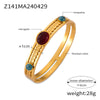 Retro Simple Style Round 304 Stainless Steel 18K Gold Plated Natural Stone Bangle In Bulk